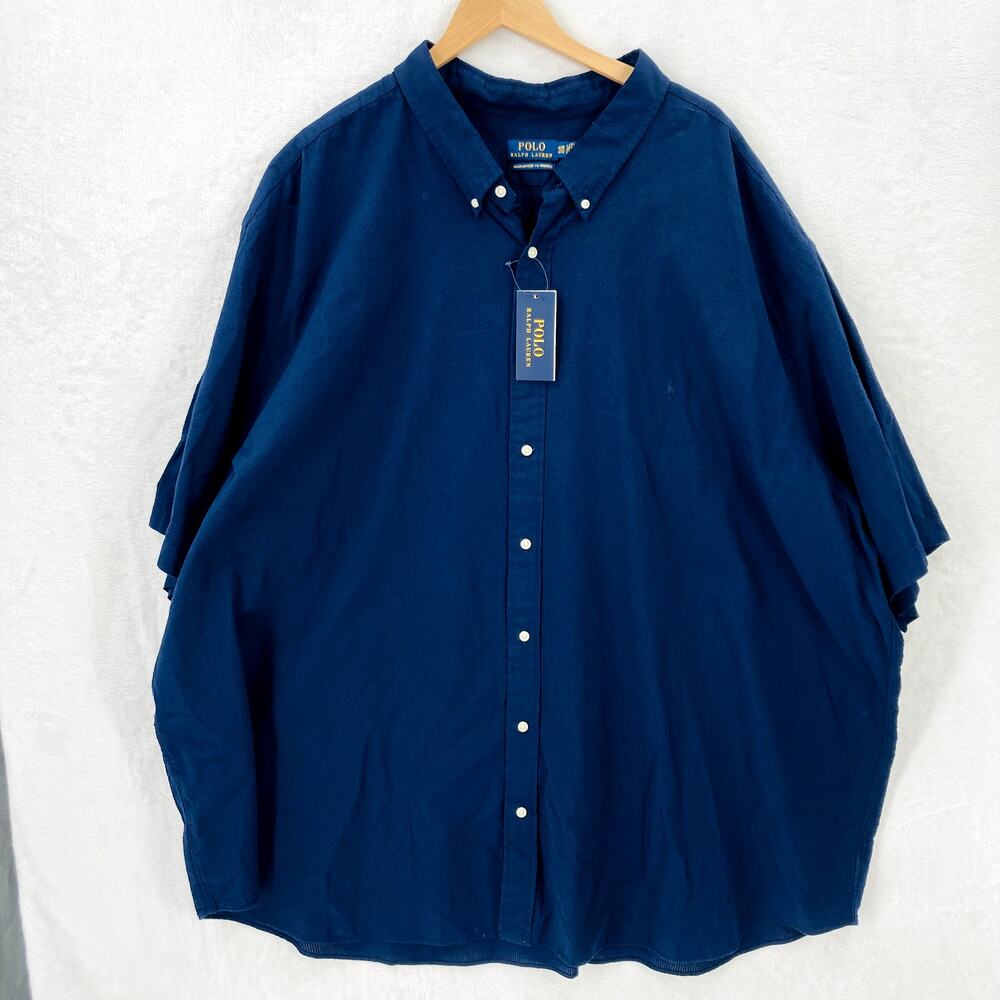 Polo Ralph Lauren Shirt Mens 6XB Seersucker Button Down Blue Short Sleeve NWT